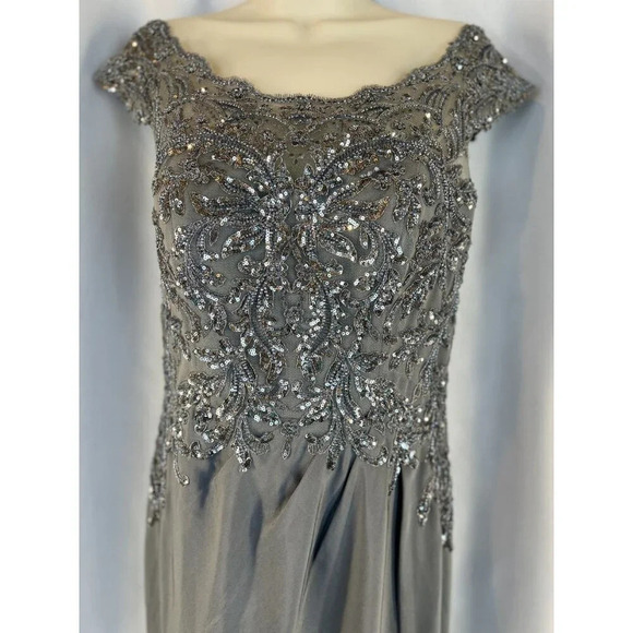 NWT MGNY Gray Silver Sequined Formal Gown $510 - Picture 5 of 15